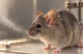Кај глувци, краток сигнал меѓу две мозочни области е поврзан со успешен одговор Глушец во профил со мустаќи допрени од благ воздушен млаз во мирна лабораториска средина.